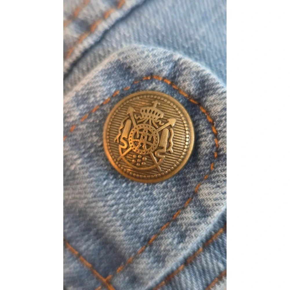 Blue Distressed Denim Pet Vest Dog Cat Jacket Medium Wash Snap Button Front